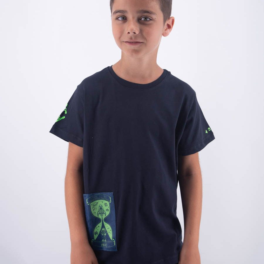 Hero T-shirt Over Fit Short Sleeve Time Print Embroidery Leet