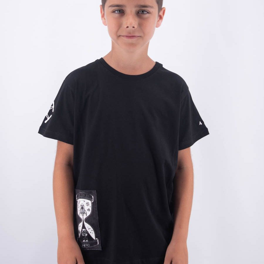 Hero T-shirt Over Fit Short Sleeve Time Print Embroidery Leet