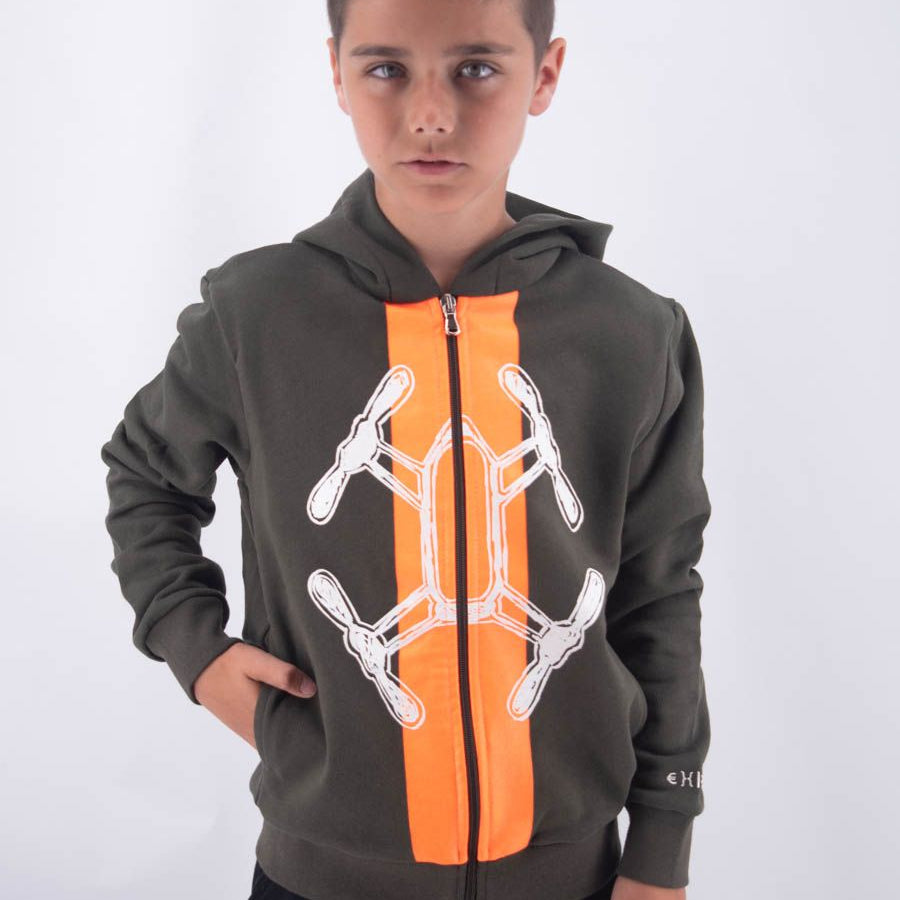 Hero Fullzip Hoodie with Leet Embroidery and Drone Print