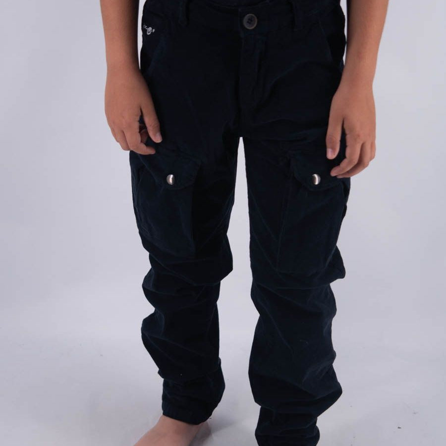 Trousers MICROVELVET CARGO PANTS HERO LEET EMBROIDERY WITH POCKET APPLICATION DRONE PRINT DENIM