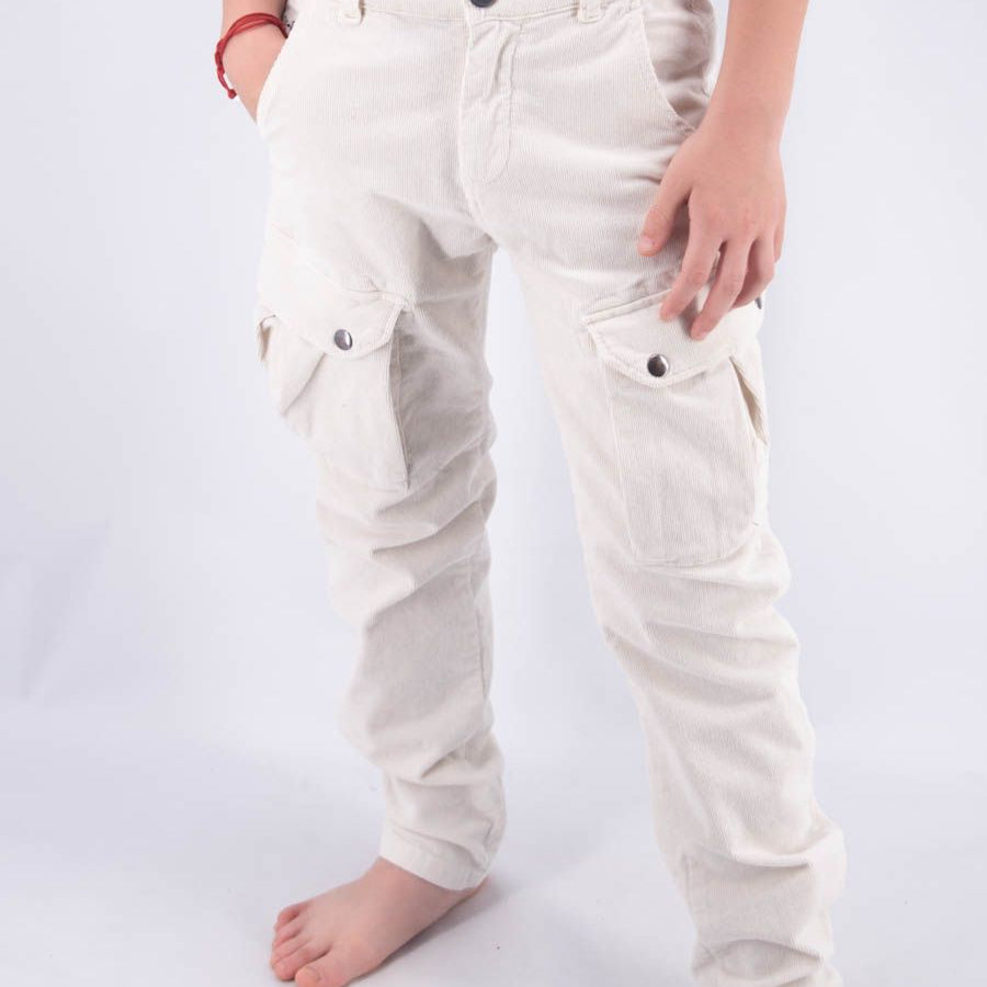 Trousers MICROVELVET CARGO PANTS HERO LEET EMBROIDERY WITH POCKET APPLICATION DRONE PRINT DENIM