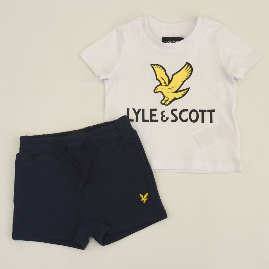 Lyle&scott Sports Set Consisting of T-shirt with Logo Print and Bermuda Shorts with Application