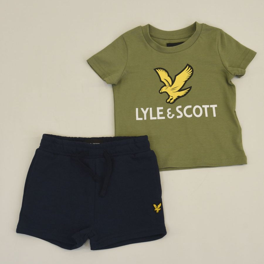 Lyle&scott Sports Set Consisting of T-shirt with Logo Print and Bermuda Shorts with Application
