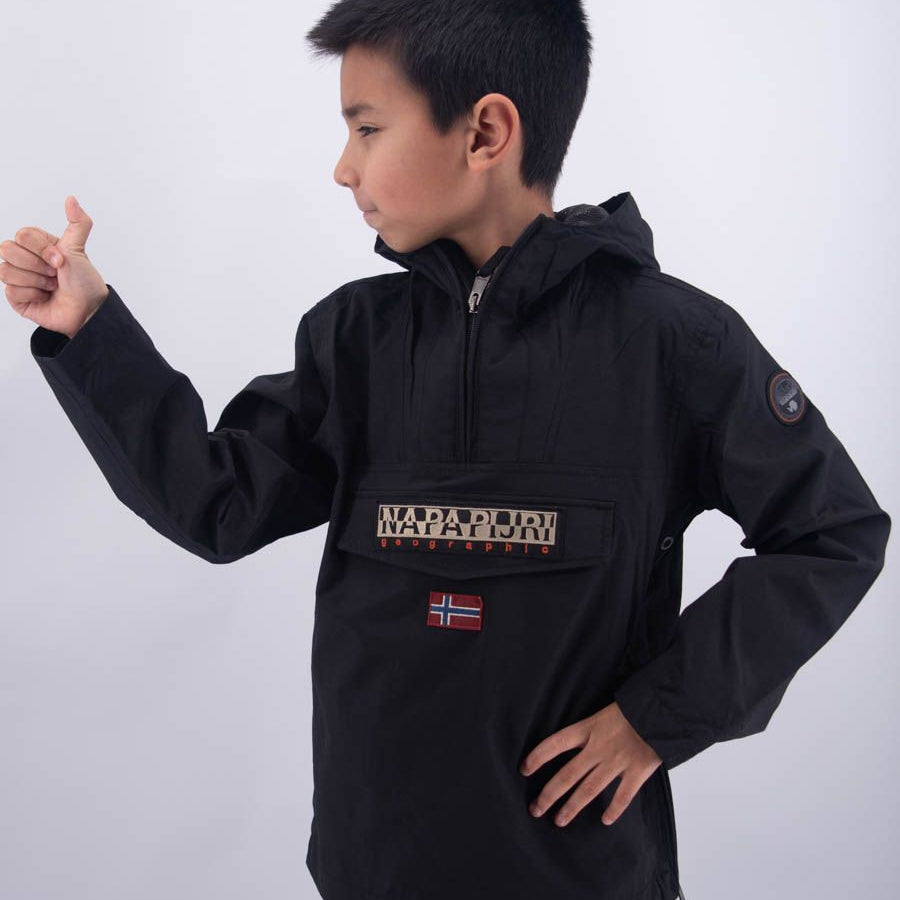 Napapijri Lightweight Solid Color Jacket with Fixed Hood and Maxi Pocket