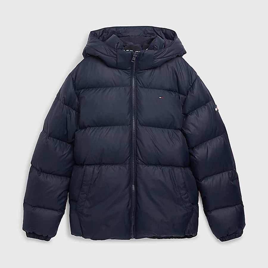 Tommy Hilfiger Solid Color Down Jacket with Hood