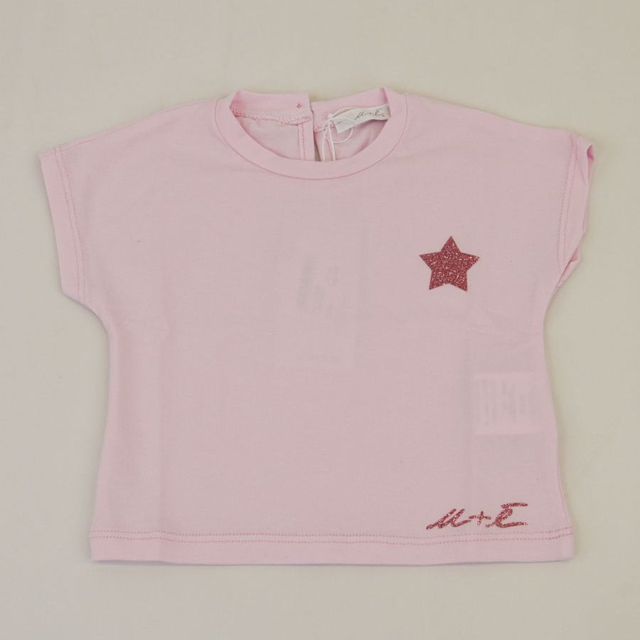 U+e U+e Short Jersey T-shirt with Glitter Print