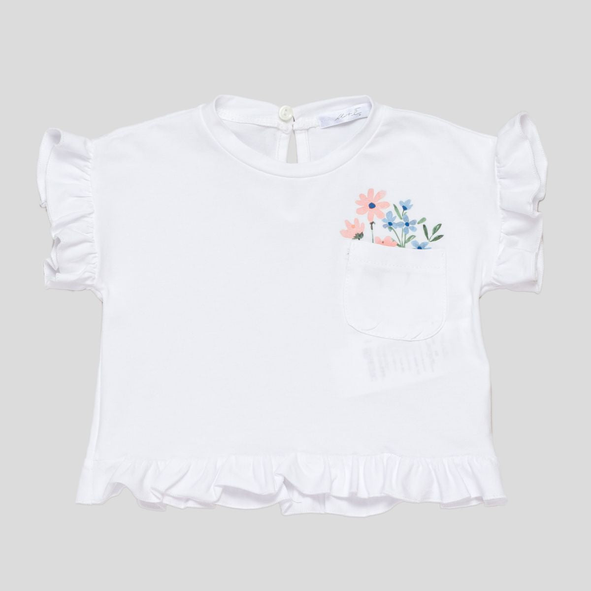U+e U+e Solid Color T-shirt with Mini Multicolor Flower Print
