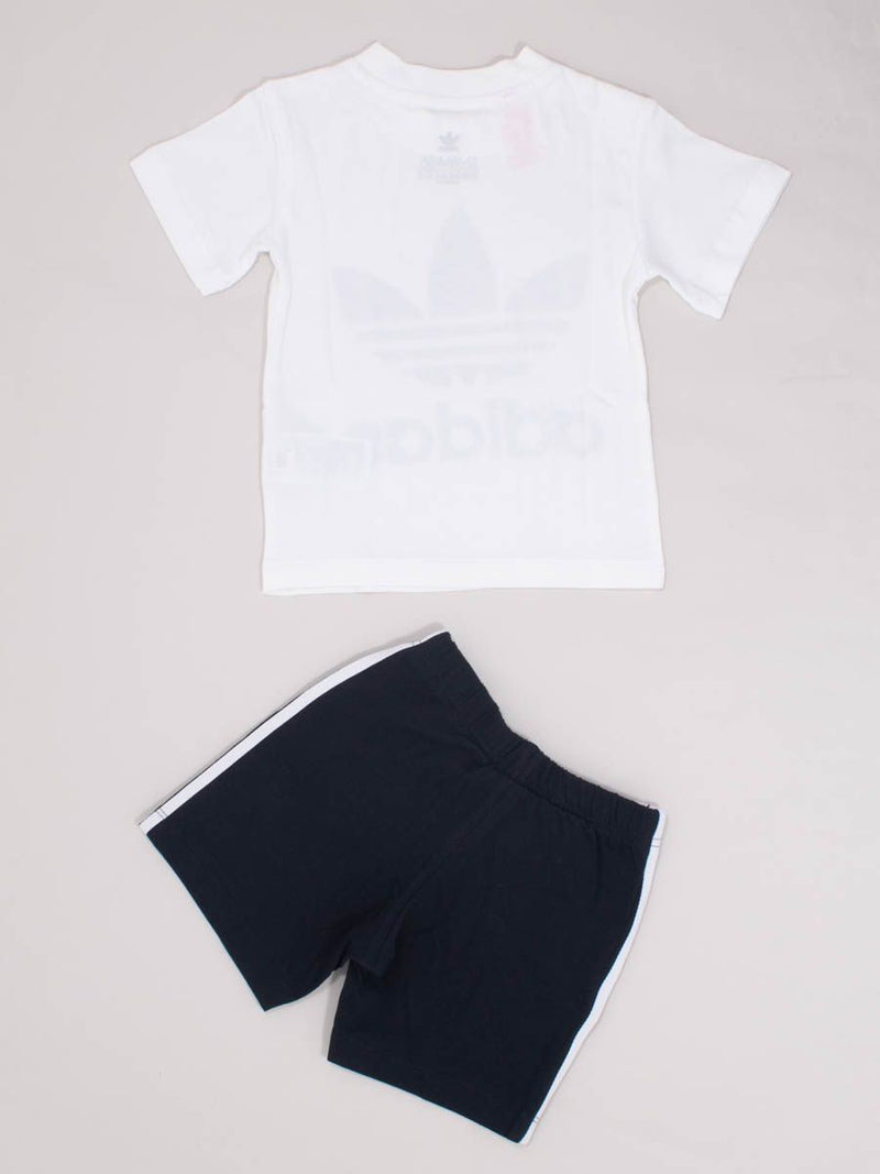 Completo Sportivo composto da t-shirt manica corta stampa logo trifoglio e bermuda con bande laterali