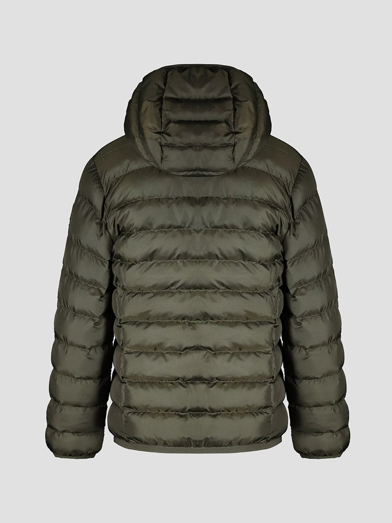 Down jacket with fixed hood