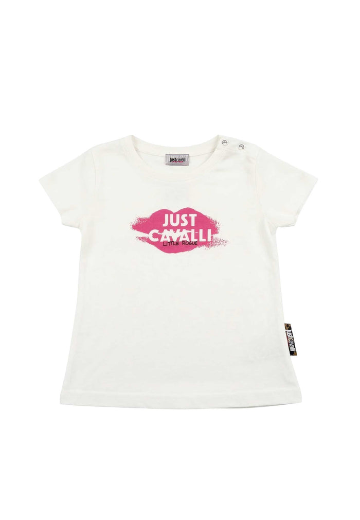 Just cavalli T-shirt in Jersey di Cotone Avorio