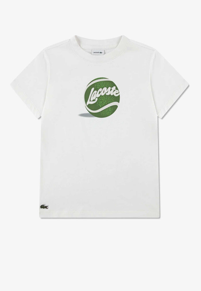 Lacoste T-shirt Girocollo con Stampa Ball Tennis