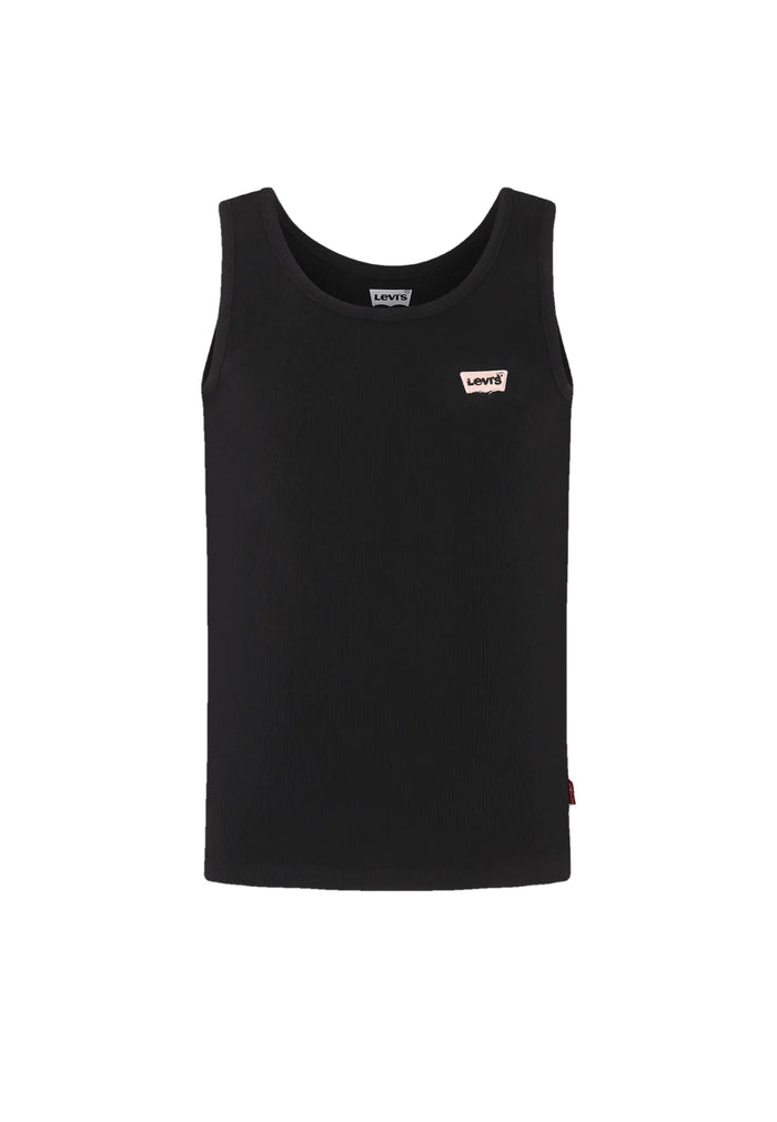 Levis Canotta Top Nero Elasticizzata con Mini Logo