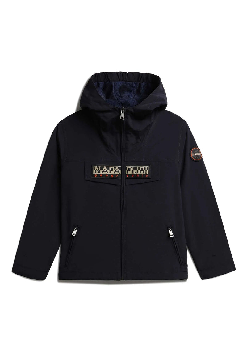 Giubbino Leggero  full zip con Cappuccio e Patta Logo