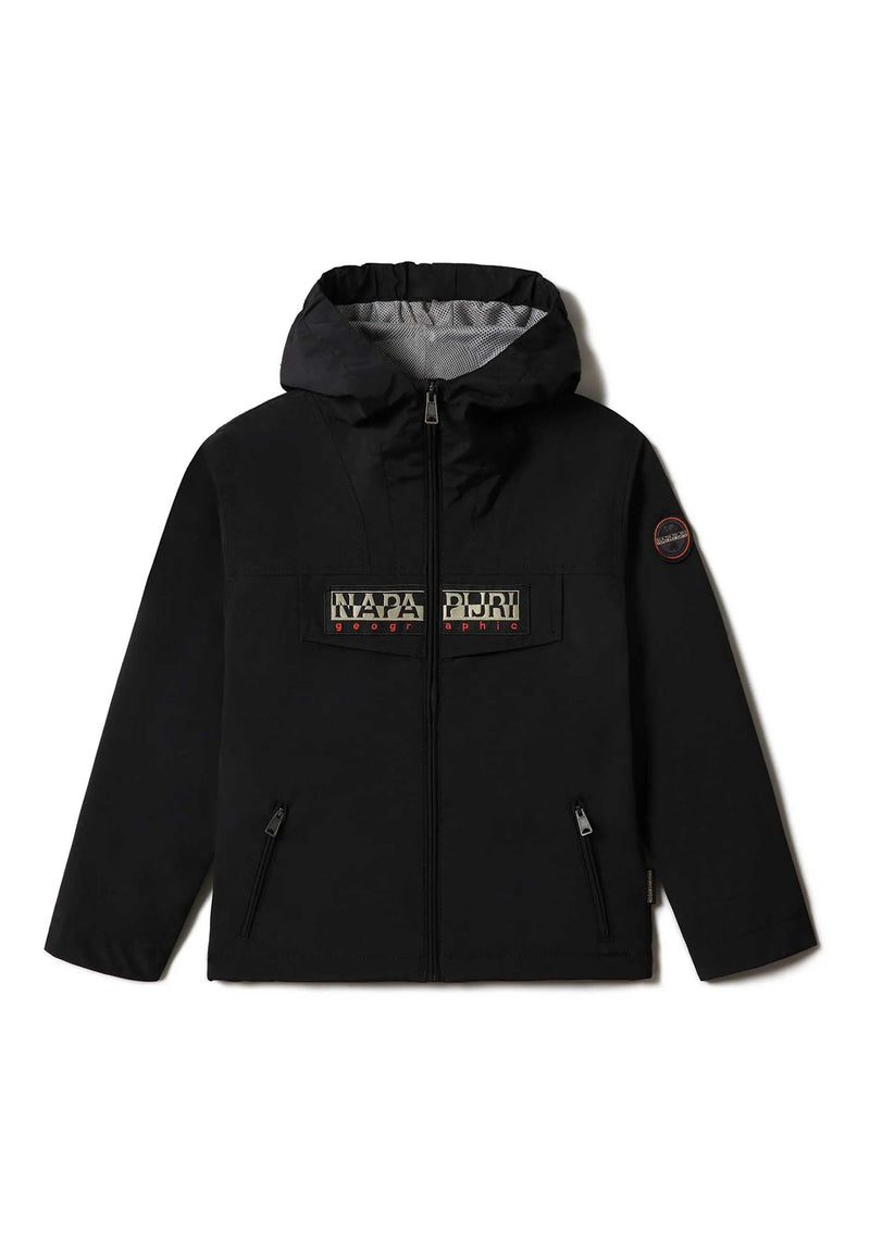 Giubbino Leggero  full zip con Cappuccio e Patta Logo