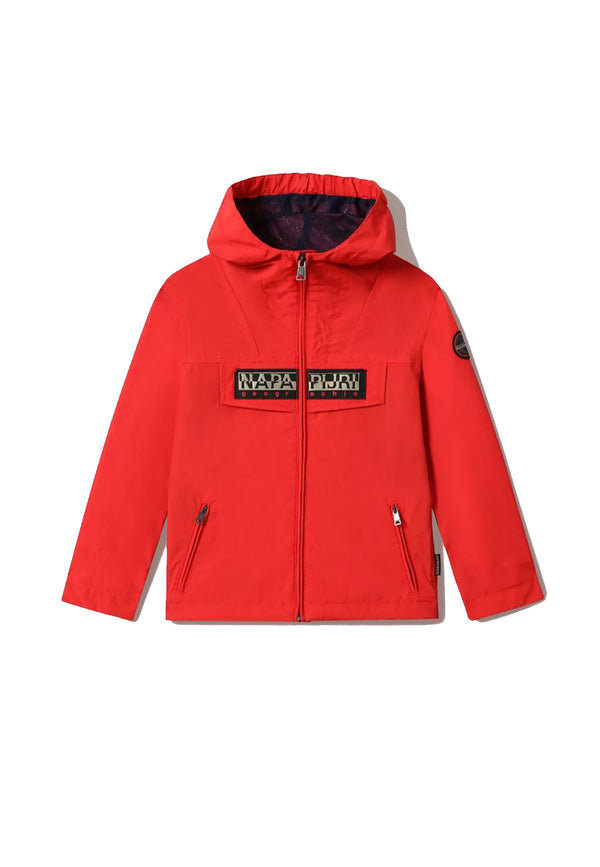 Giubbino Leggero  full zip con Cappuccio e Patta Logo