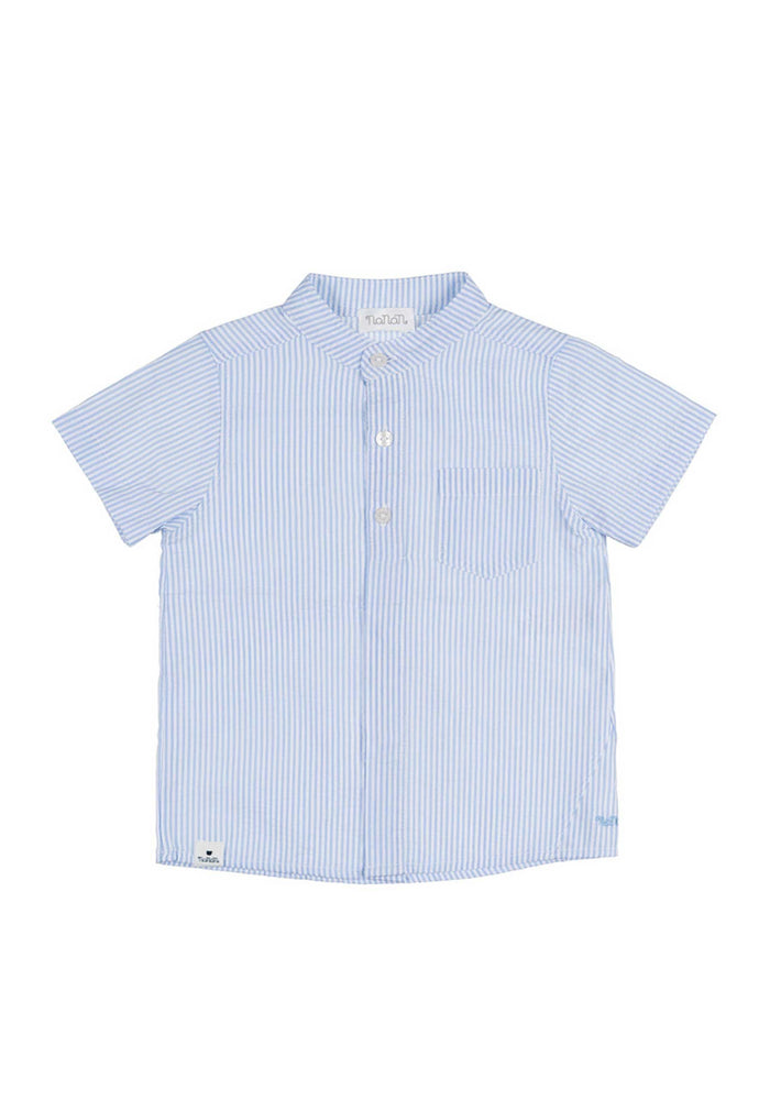 Nanan Camicia Mezza Manica A Righe Azzurro