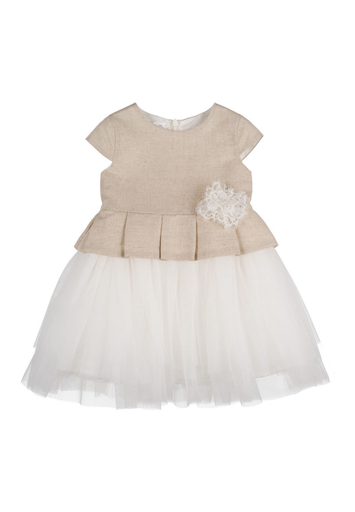 Nanan Abito C/pettorina in Pizzo Beige 6 Mesi
