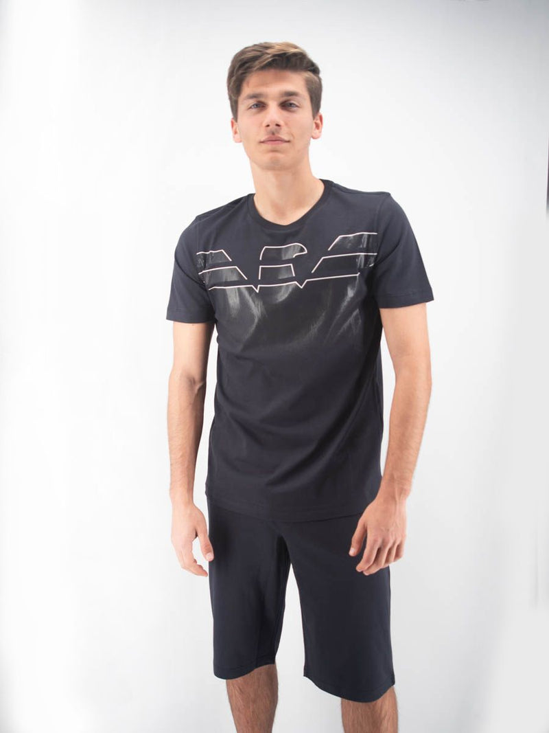 Completo Sportivo  Composto da t-shirt manica corta con maxi stampa aquila e bermuda