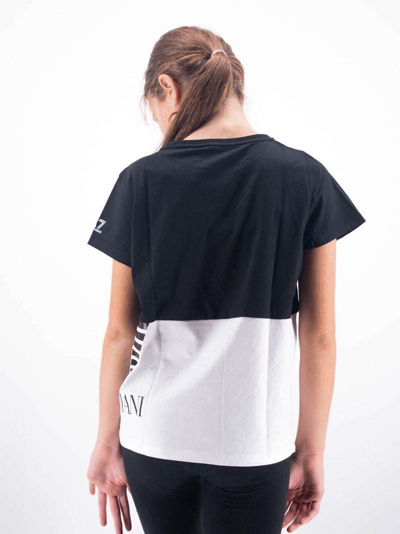 T-shirt  manica corta bicolore con maxi stampa logo Emporio