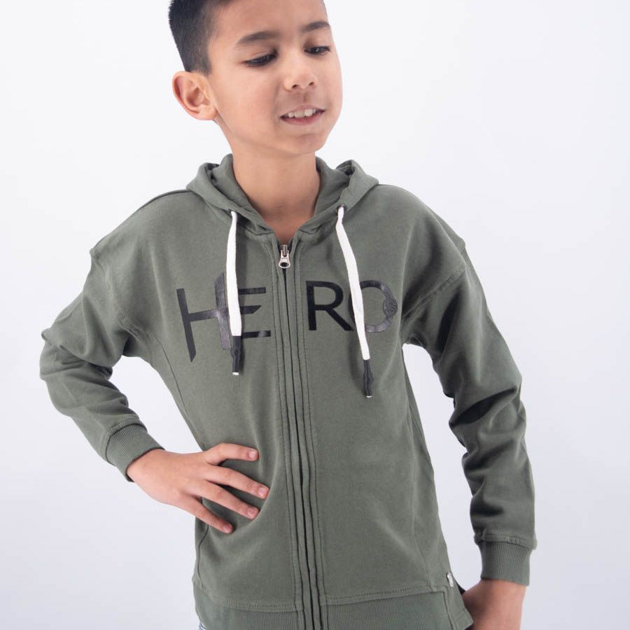 Hero Boy's Full Zip Hoodie with Embossed Hero Print