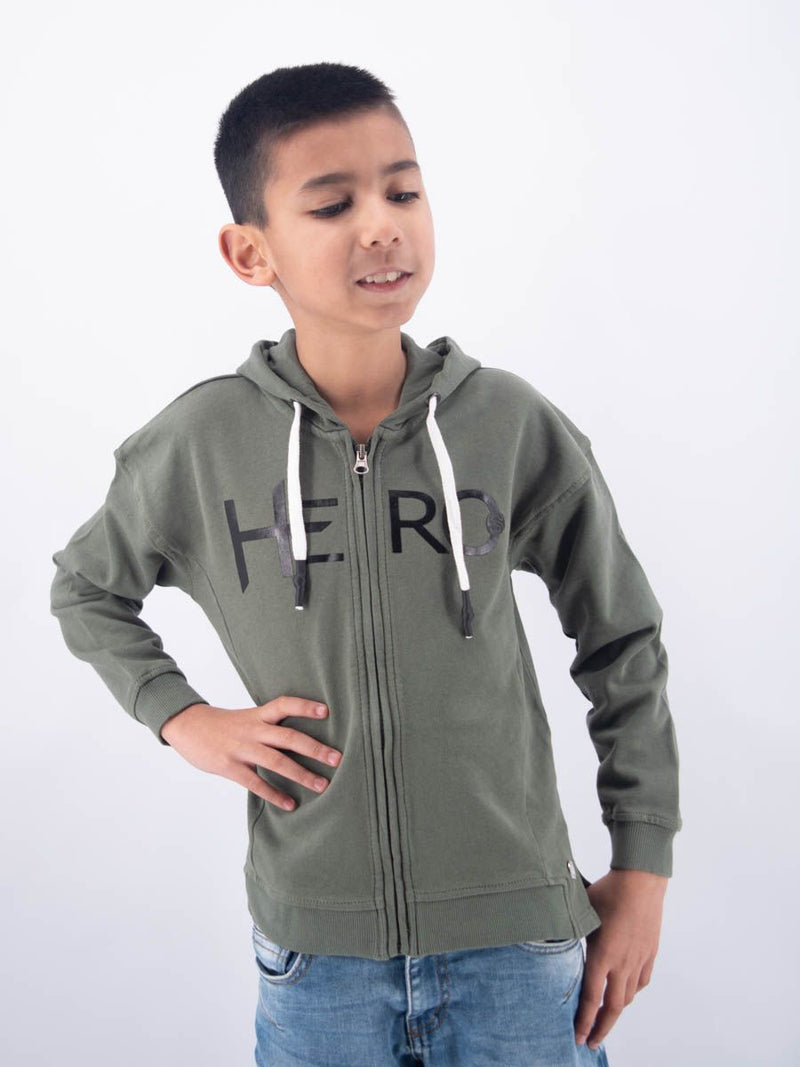 Felpa  FELPA HERO RAGAZZO FULL ZIP CON CAPPUCCIO  STAMPA A RILIEVO HERO