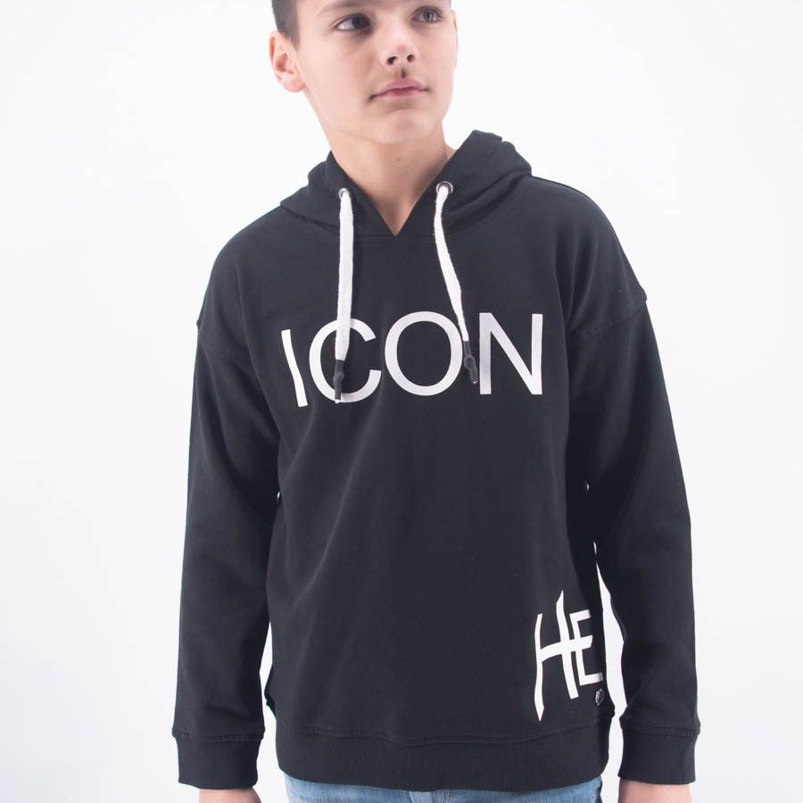 Hero Boy's Closed Hooded Sweatshirt with Double Embossed Logo Icon Hero Print