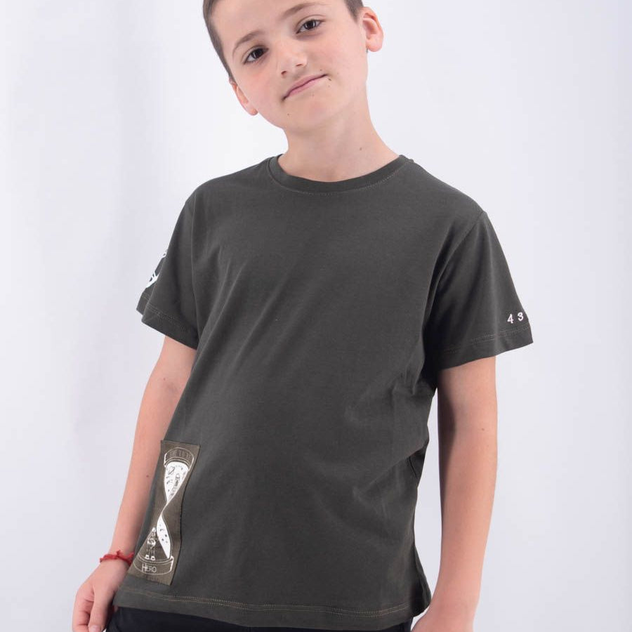 Hero T-shirt Over Fit Short Sleeve Time Print Embroidery Leet