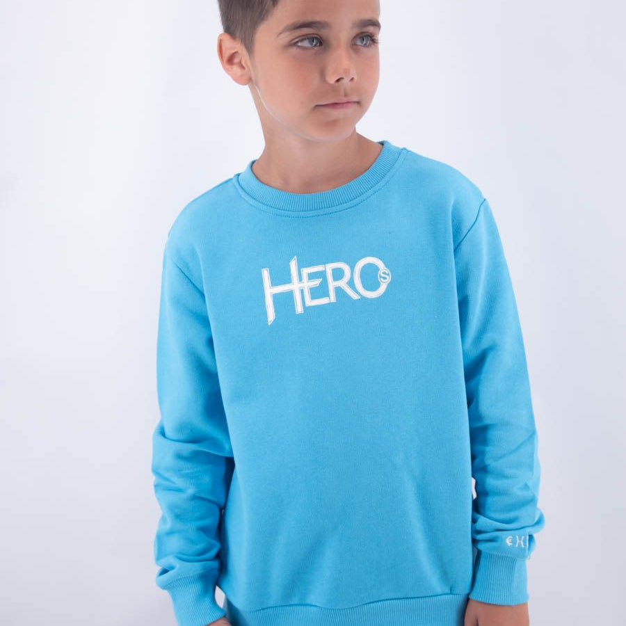 Hero Crewneck Sweatshirt with Leet Embroidery and Space Print
