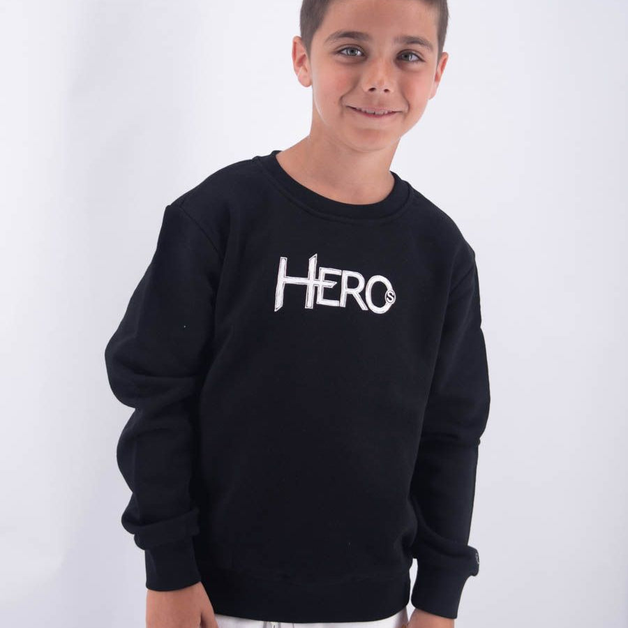 Hero Crewneck Sweatshirt with Leet Embroidery and Space Print