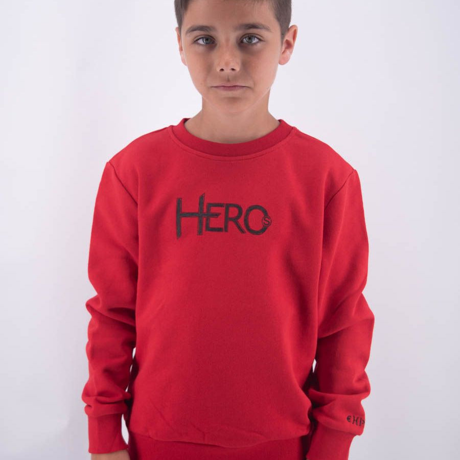 Hero Crewneck Sweatshirt with Leet Embroidery and Space Print
