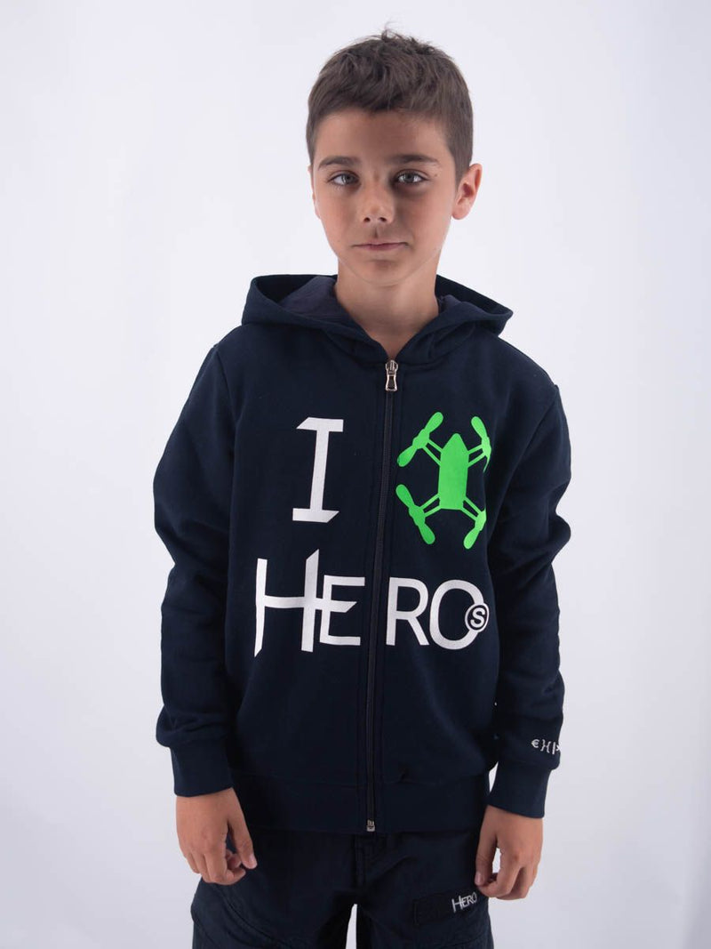 Felpa  FELPA FULLZIP CON CAPPUCCIO HERO RICAMO LEET STAMPA I AM HERO