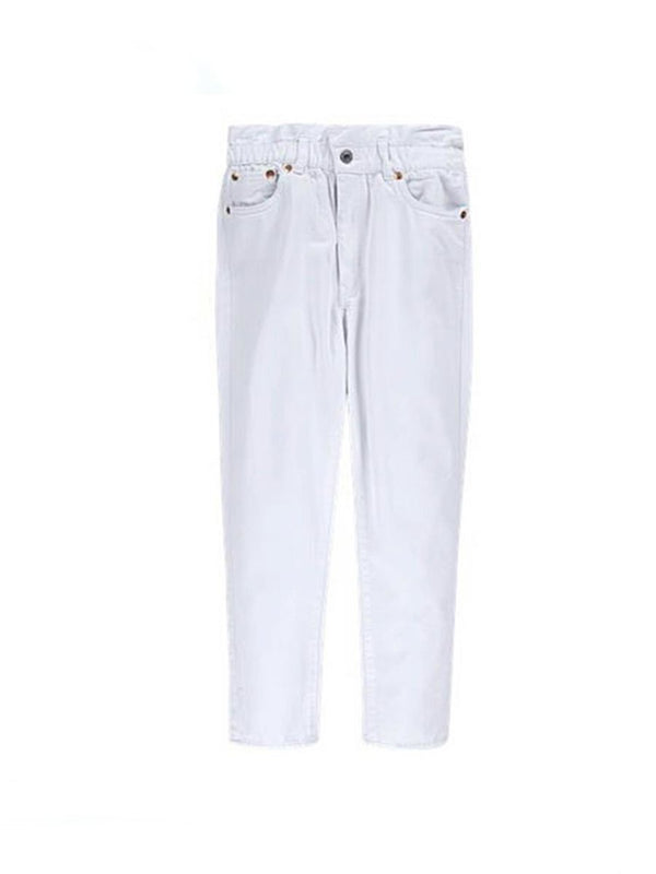 Jeans  in denim di cotone con chiusura con zip e bottone