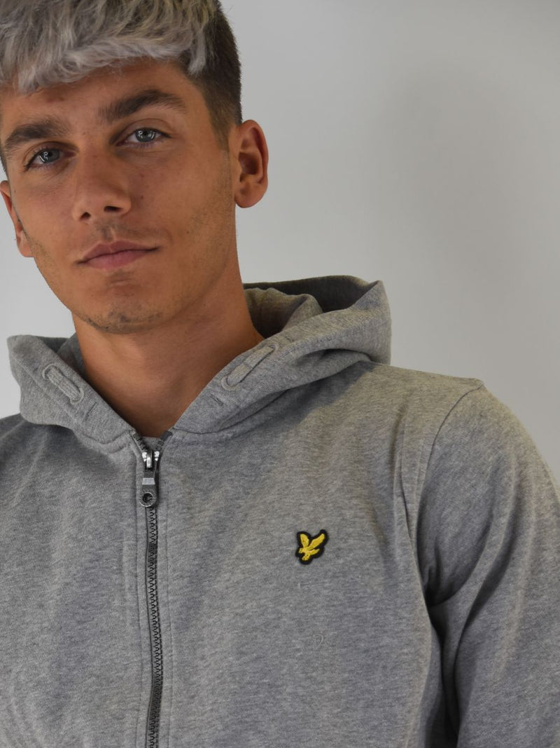 Felpa full zip con cappuccio e patch logo applicato