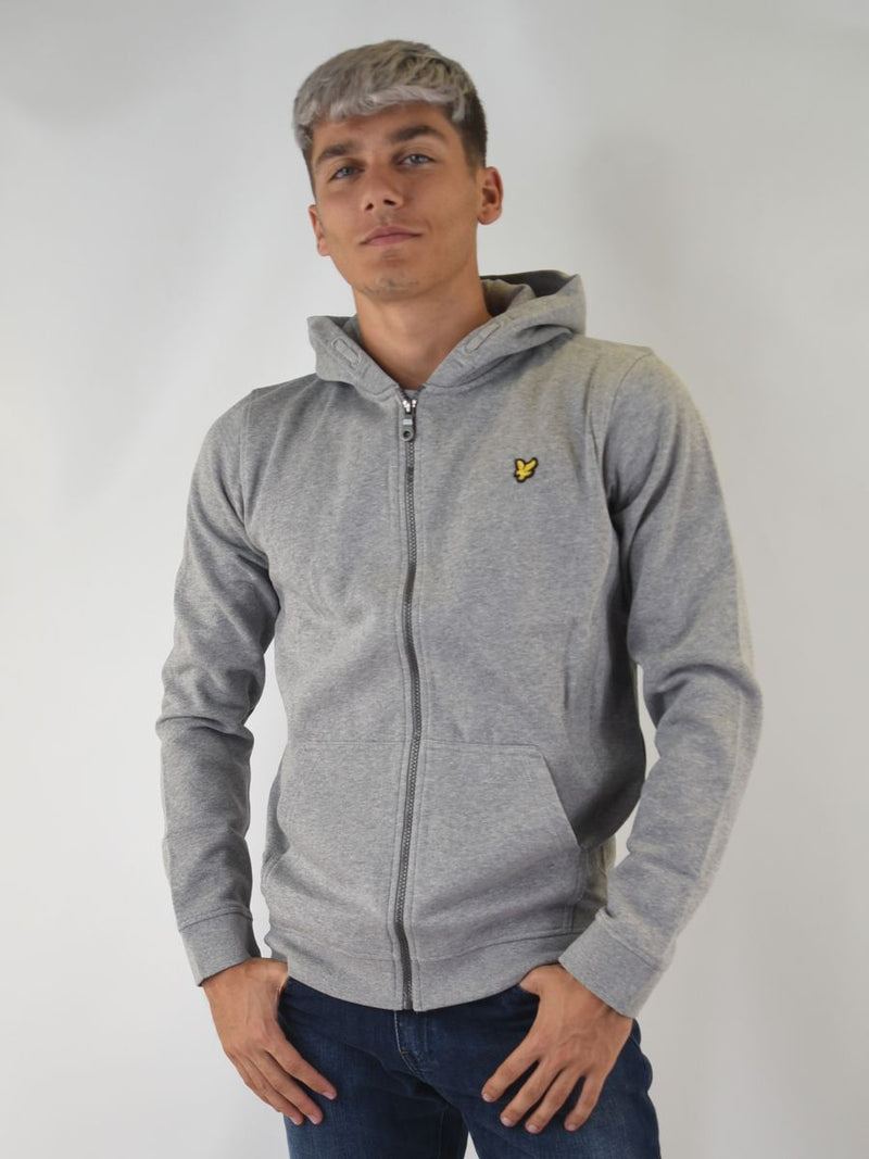 Felpa full zip con cappuccio e patch logo applicato