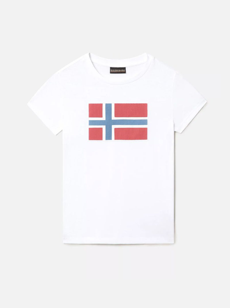 T-shirt  a manica corta con stampa frontale bandiera