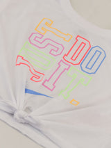 T-shirt  cropped in jersey di cotone con Logo in Evidenza