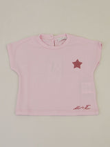 T-shirt  corta in jersey con stampa glitter