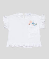 T-shirt  tinta unita con mini Stampa fiori multicolor